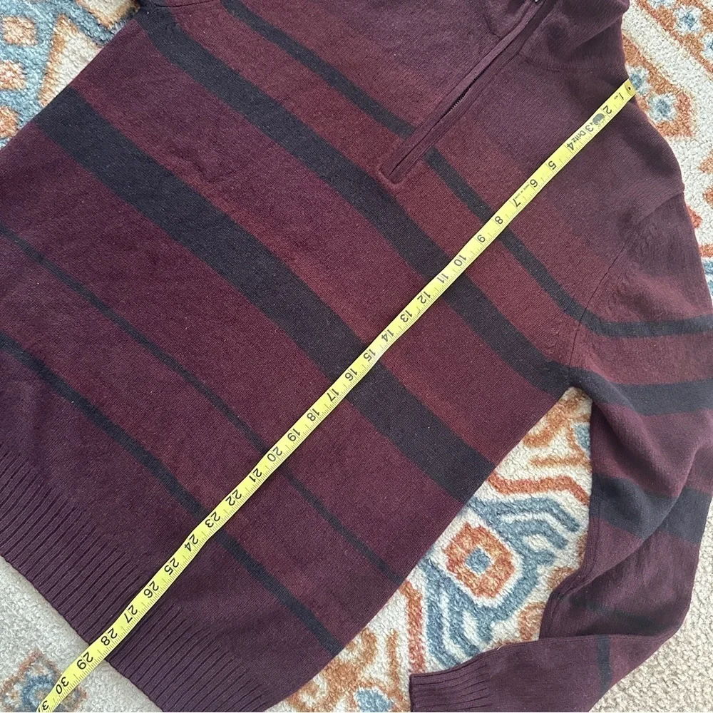Banana Republic Striped Quarter Zip Sweater -‎ Cozy Winter Preppy - L